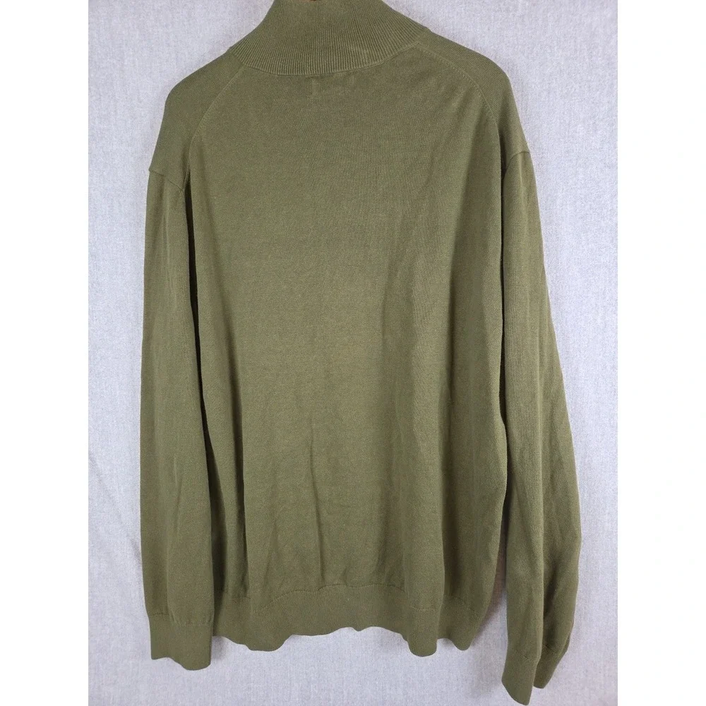 Nautica Mens 2XL Pullover Sweater 1/4 Zip Olive Green Logo‎ Preppy Golf Walk NEW
